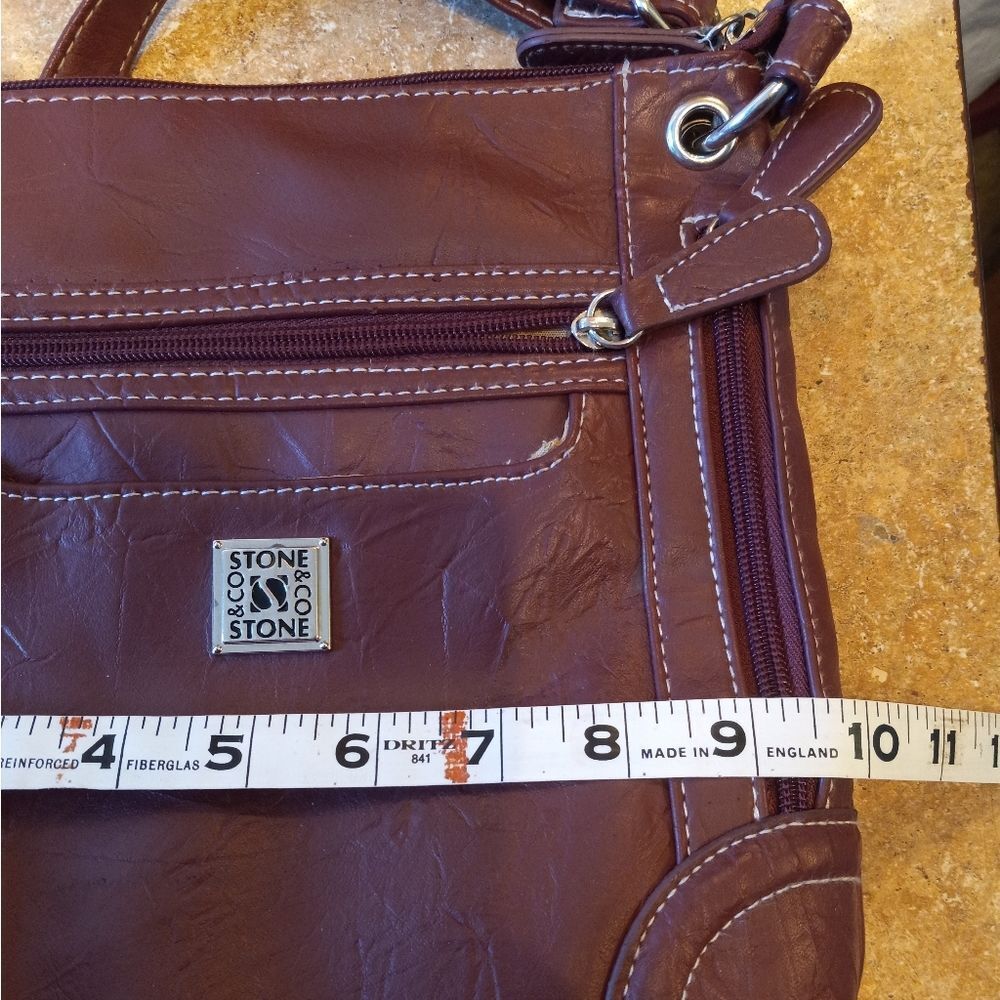 Stone & Co Purse Womens Crossbody Shoulder Bag Burgundy - Picture 8 of 8